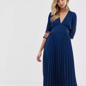 ASOS Pleated Midi Dress with Batwing Sleeves